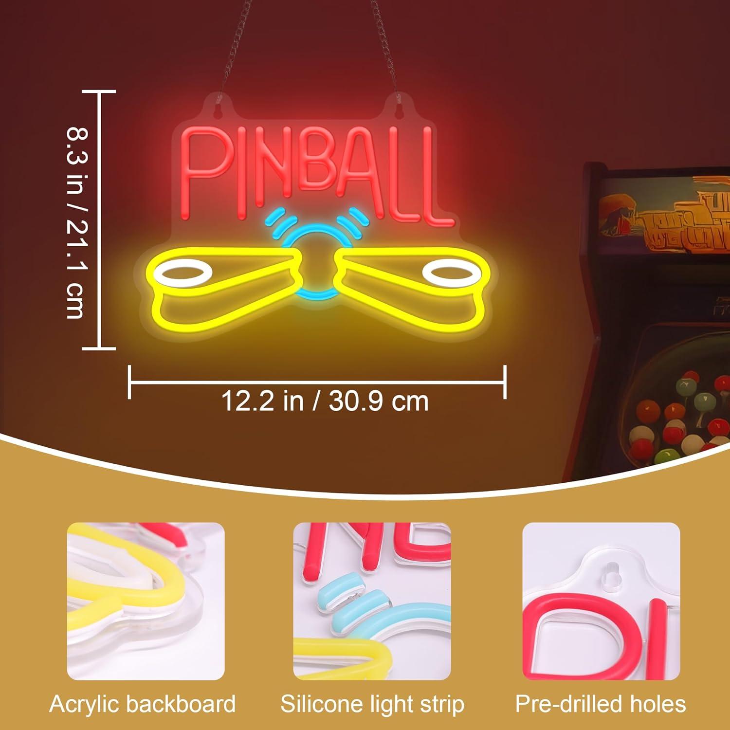 핀볼 네온 간판, USB 전원 공급, 밝기 조절 가능한 - Arcade Games & Vending Llc Photos 리뷰 및 가격
